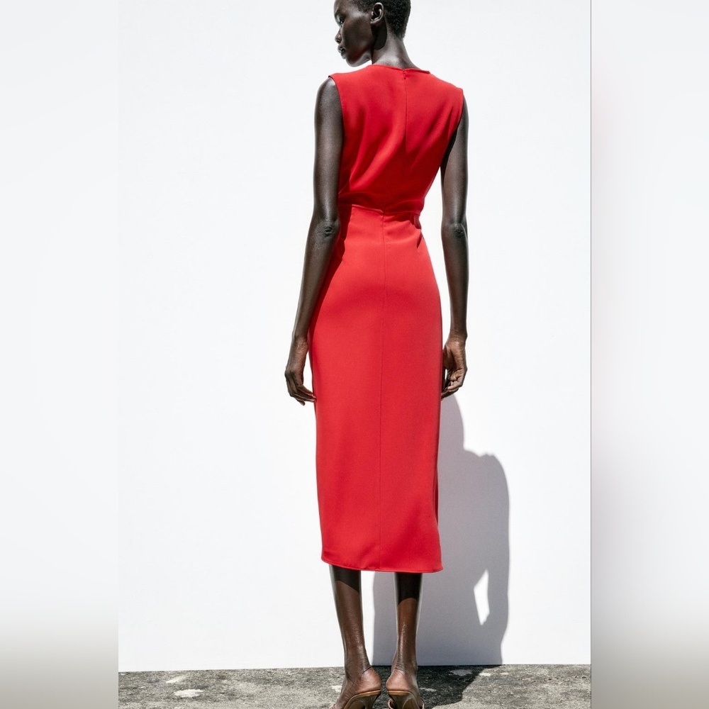 MIDI RED DRESS WITH HARDWARE SIZE M - Picture 4 of 10